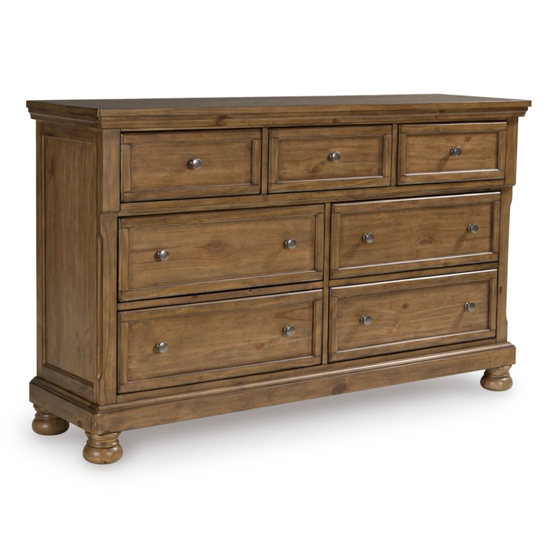 Dresser: Transitional Medium Brown Wood, Classic Bun Feet