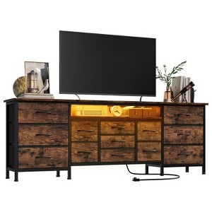 Dresser TV Stand, 70-Inch 13-Drawer, Lit Display Shelf
