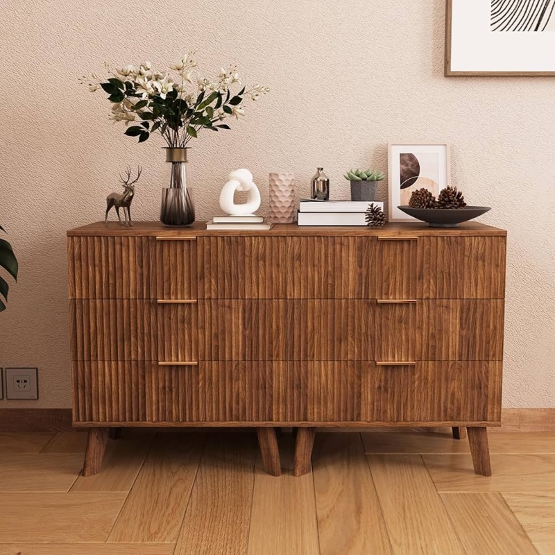 Dresser Walnut Fluted Drawer Fronts Mid Century Modern Modular