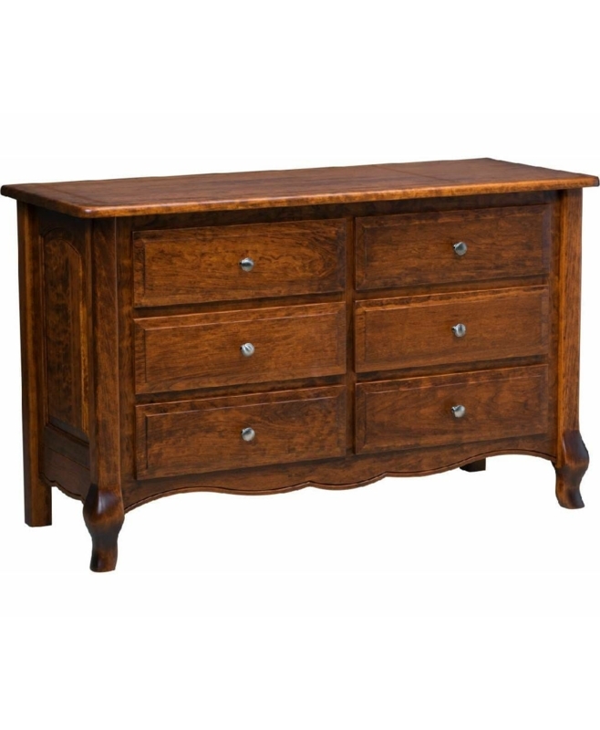 Dresser Warm Brown Six Drawers with Scalloped Apron and Cabriole Legs