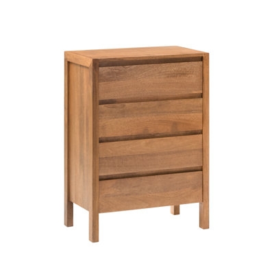 Dresser Warm Wood Handleless Design Integrated Pulls Square Legs