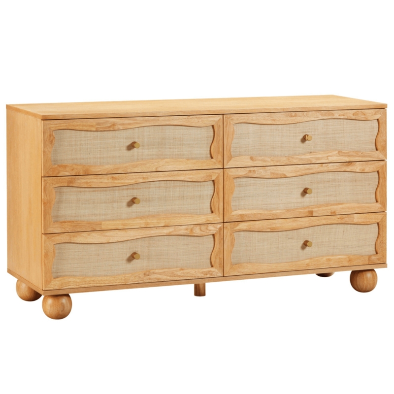 Dresser Wavy Front Spherical Legs Organic Modern Bedroom Dresser Rattan