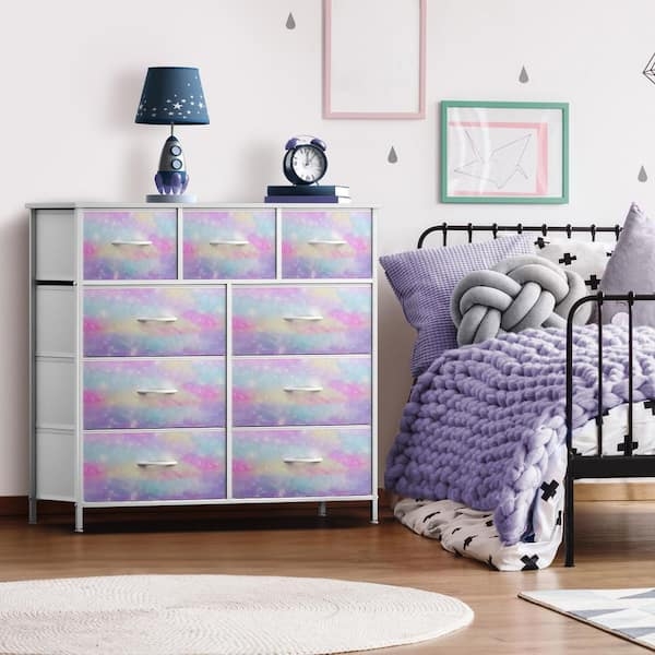 Dresser Whimsical Modern Galaxy Print Drawers Nine Drawer Capacity