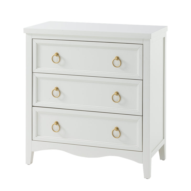 Dresser White Farmhouse Bronze Ring Pulls Scalloped Base