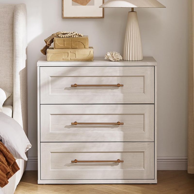 Dresser White Oak Finish Bronze Horizontal Pulls Modern Farmhouse