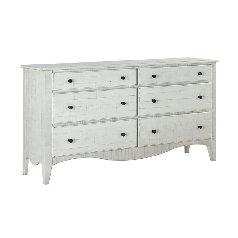 Dresser Whitewashed Distressed Finish Scalloped Apron Farmhouse Style