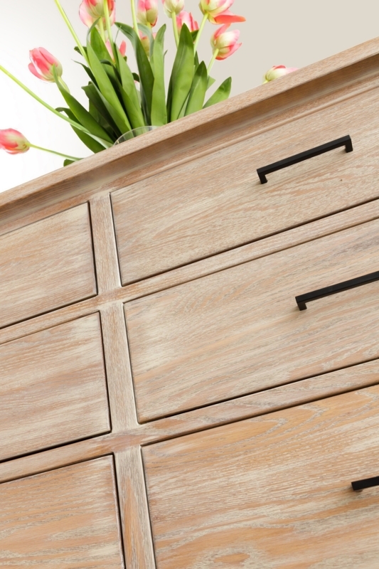 Dresser Wire Brushed Wood Texture with Framed Drawer Fronts