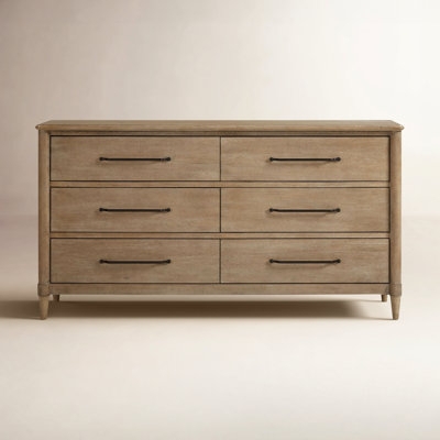 Dresser with Dark Metal Hardware, Light Wood Finish, Transitional Style