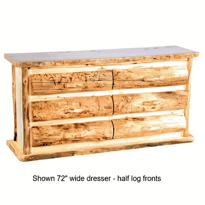Dresser with Half-Log Fronts, Log Corner Posts, Rustic Wood Texture