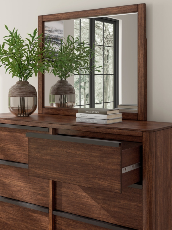 Dresser with Matching Mirror, Horizontal Pulls, Transitional Style