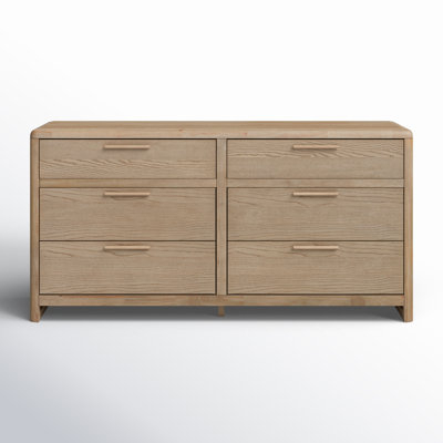 Dresser with Matching Wood Pulls, Light Brown Finish, Scandinavian Style