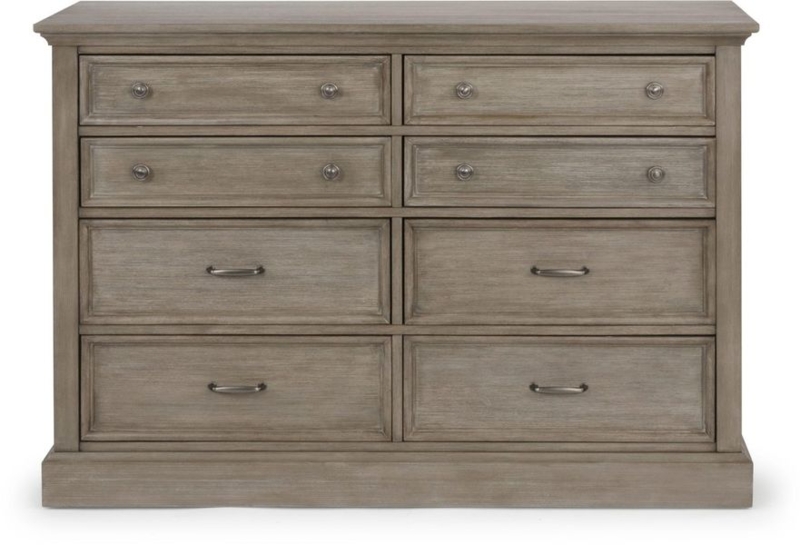 Dresser with Mixed Hardware, Weathered Gray Finish, Eight Drawers