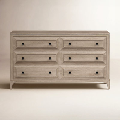 Dresser with Recessed Panels, Taupe Weathered Finish, Modern Farmhouse Style