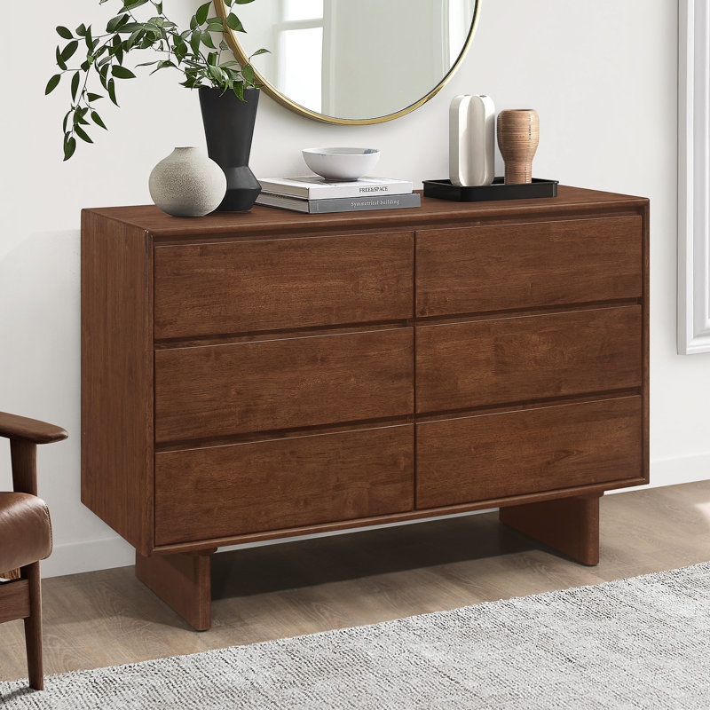 Dresser with Slab Fronts, Mid-Century Walnut Handleless