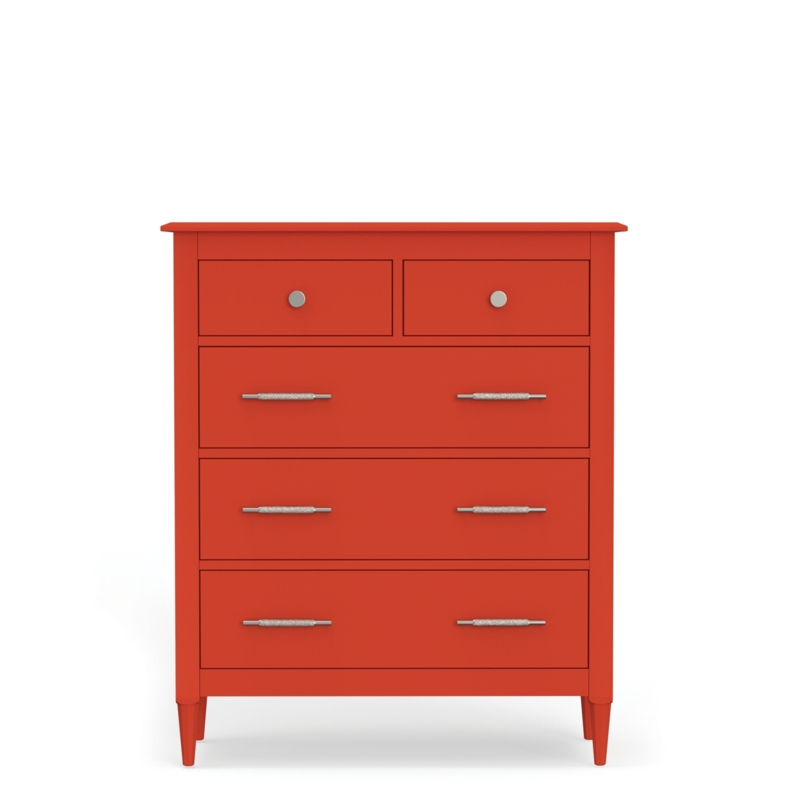 Dresser with Textured Bar Pulls and 2 Over 3 Drawer Configuration