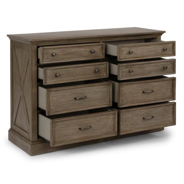 Dresser with X-Side Panels, Weathered Finish, Rustic Lodge Style