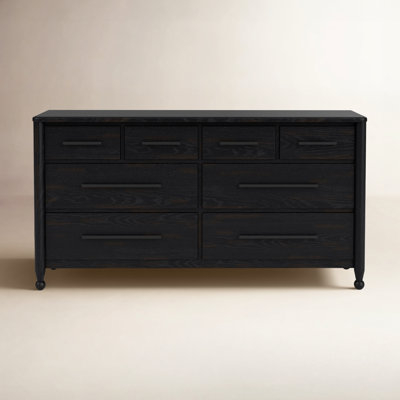 Ebony Wood Eight Drawer Dresser with Ball Feet