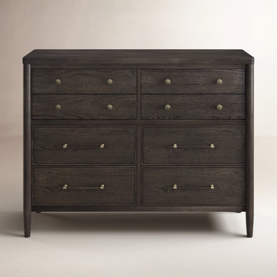 Eight Drawer Dresser Charcoal Grain Finish Brass Accents