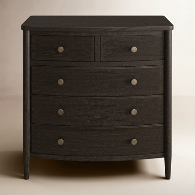 Espresso Finish Five Drawer Chest Bow Front Silhouette
