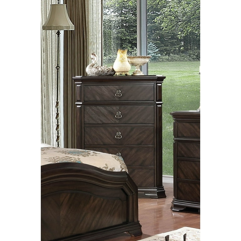 Espresso Tall Chest Featuring Unique Chevron Wood Grain Pattern