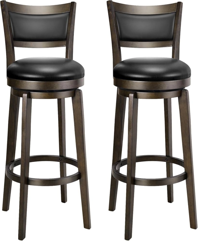 Extra Tall Swivel Bar Stool Dark Espresso Wood Finish