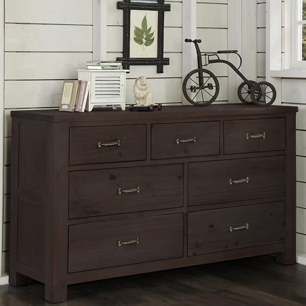 Farmhouse 7-Drawer Dresser with Rustic Metal Hardware