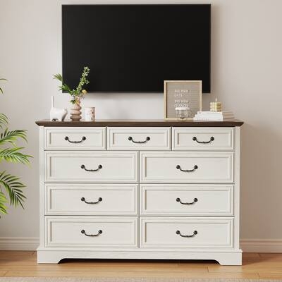 Farmhouse Double Dresser X-Frame Sides Two-Toned Drop Handles Rustic