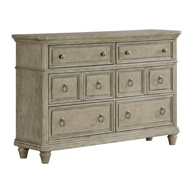 Farmhouse Style Grey Dresser Weathered Ash Finish Ring Pull Hardware
