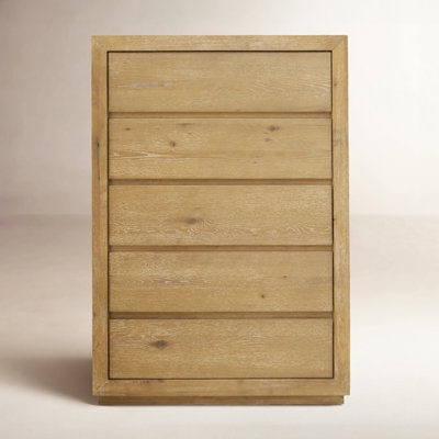 Five Drawer Chest Mitered Frame Integrated Pulls Modern Farmhouse