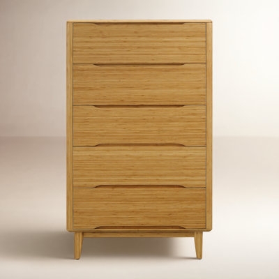 Five Drawer Tall Chest Narrow Profile Integrated Pulls