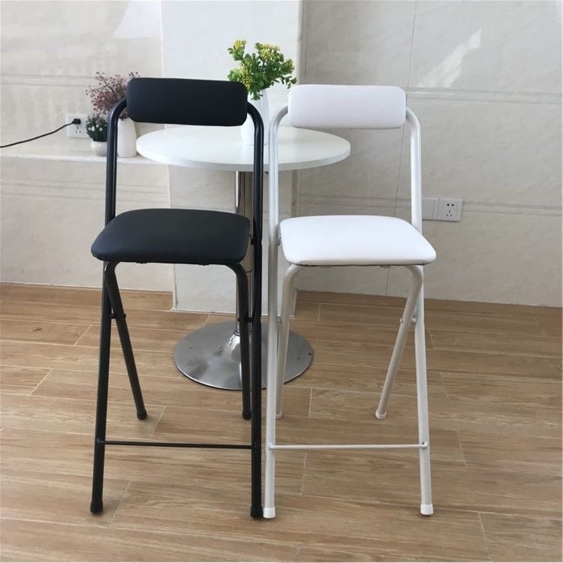 Folding Bar Stools Monochrome Set Black and White Padded Seats Modern