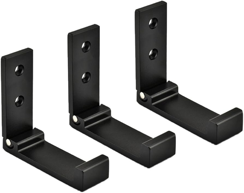 Folding Wall Hook Set of 3 Matte Black Minimalist Metal
