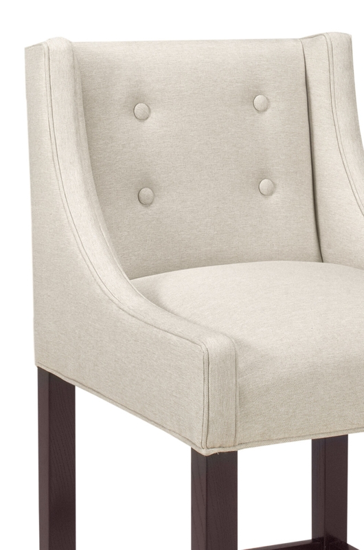 Four Button Tufting Bar Stool Wingback Silhouette Transitional Cream