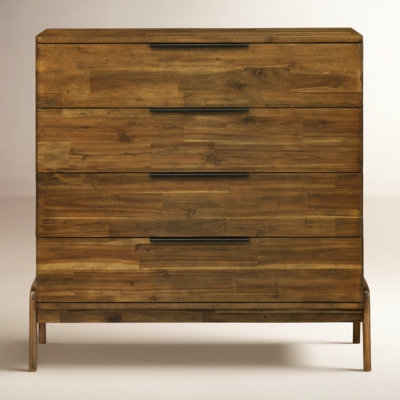 Four Drawer Chest Planked Wood Look Multi Tonal Grain