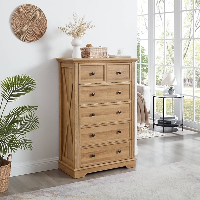 Fun Orange Bedroom Dresser Oak 6 -Drawer 31.5-in W Standard Dresser one_size in Brown | FUN24DR09