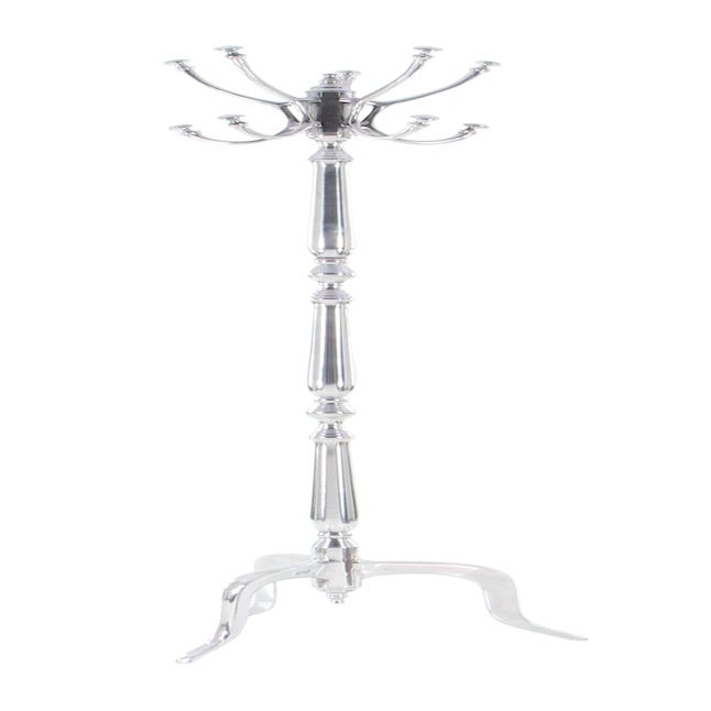 Glam Coat Rack, Polished Silver Decorative Turned Pole, Tripod Base