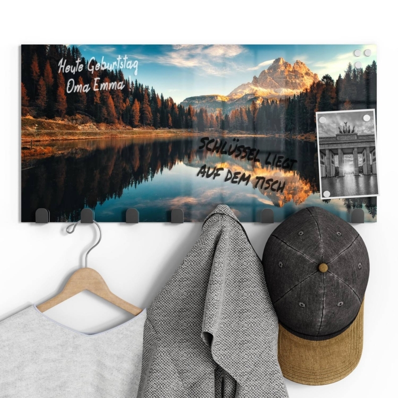 Glass Wall Rack featuring Landscape Panel and Magnetic Memo Function
