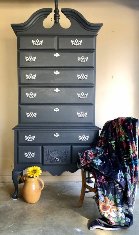 Hand-painted Midnight Gray Highboy Dresser | Traditional Gothic Decor -  Etsy Hong Kong