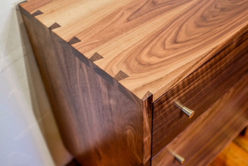 Handcrafted Wood Dresser Exposed Dovetail Joints Natural Grain