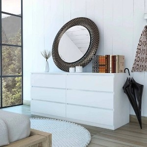 Handleless Dresser Minimalist White Finish Six Drawers
