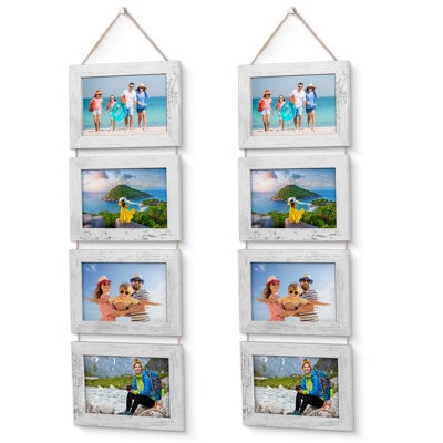Hanging Frame Set, Ladder Style Rope, Whitewashed Finish, Coastal