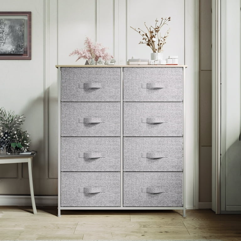 Heathered Fabric Chest of Drawers with Eight-Drawer Capacity