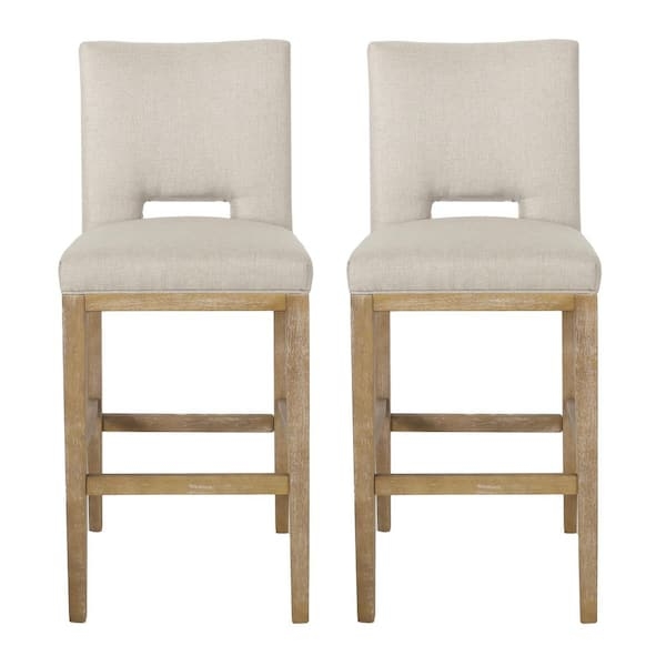 High Back Bar Stool Backrest Cutout Weathered Wood