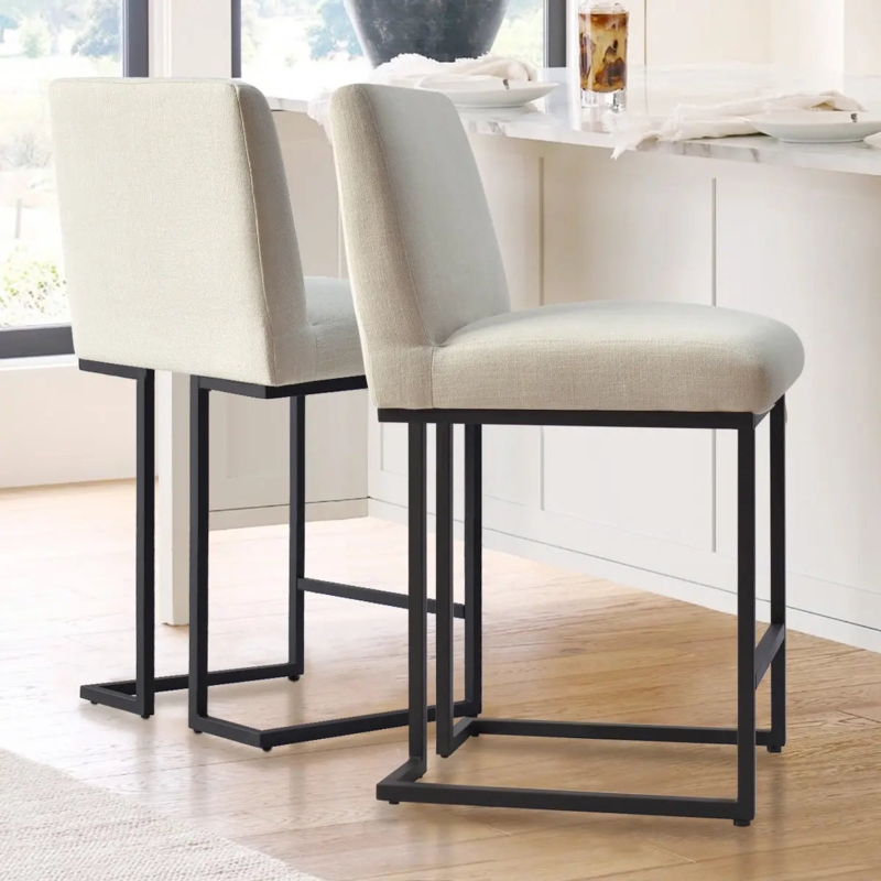 High Back Counter Stools featuring Matte Black Architectural Metal Base