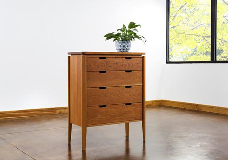 Honey Brown 4-Drawer Chest with Recessed Handles