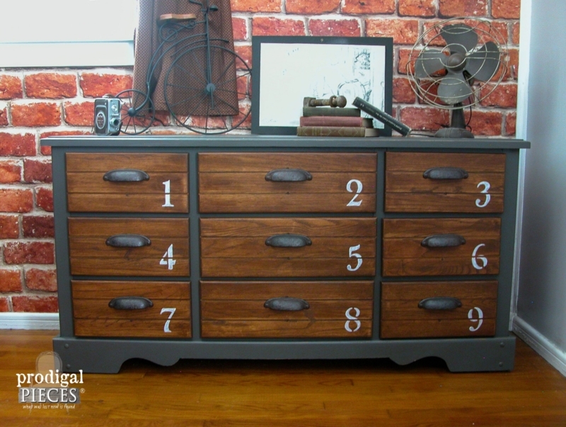 Industrial Double Dresser with Stenciled Numbers