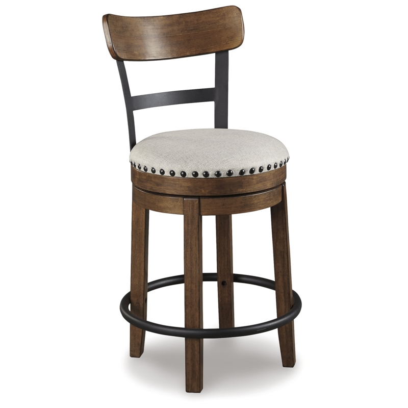 Industrial Farmhouse Swivel Bar Stool Wood and Metal