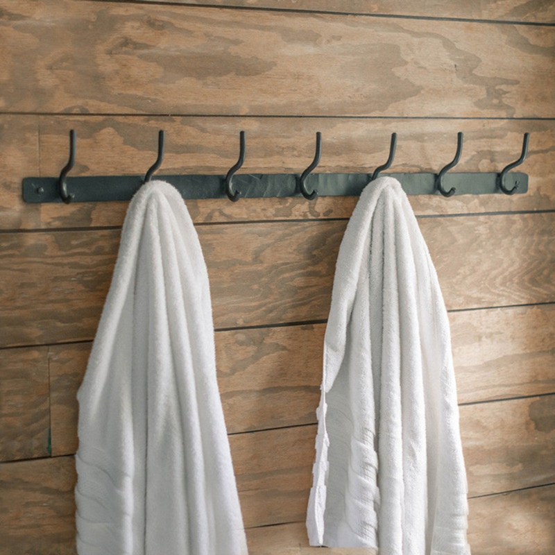 Industrial Forged Iron Wall Mounted Coat Rack Seven Hook Capacity