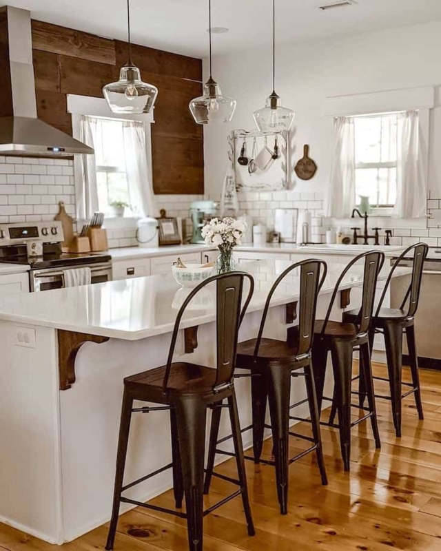 Industrial Metal Bar Stools with High Slat Backs and Wood Seats