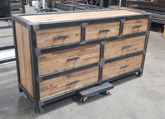 Industrial Steel Frame Dresser with Exposed Welds